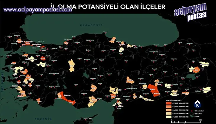 Konuşan harita belirledi: İl potansiyeli
                    olan 67 ilçe